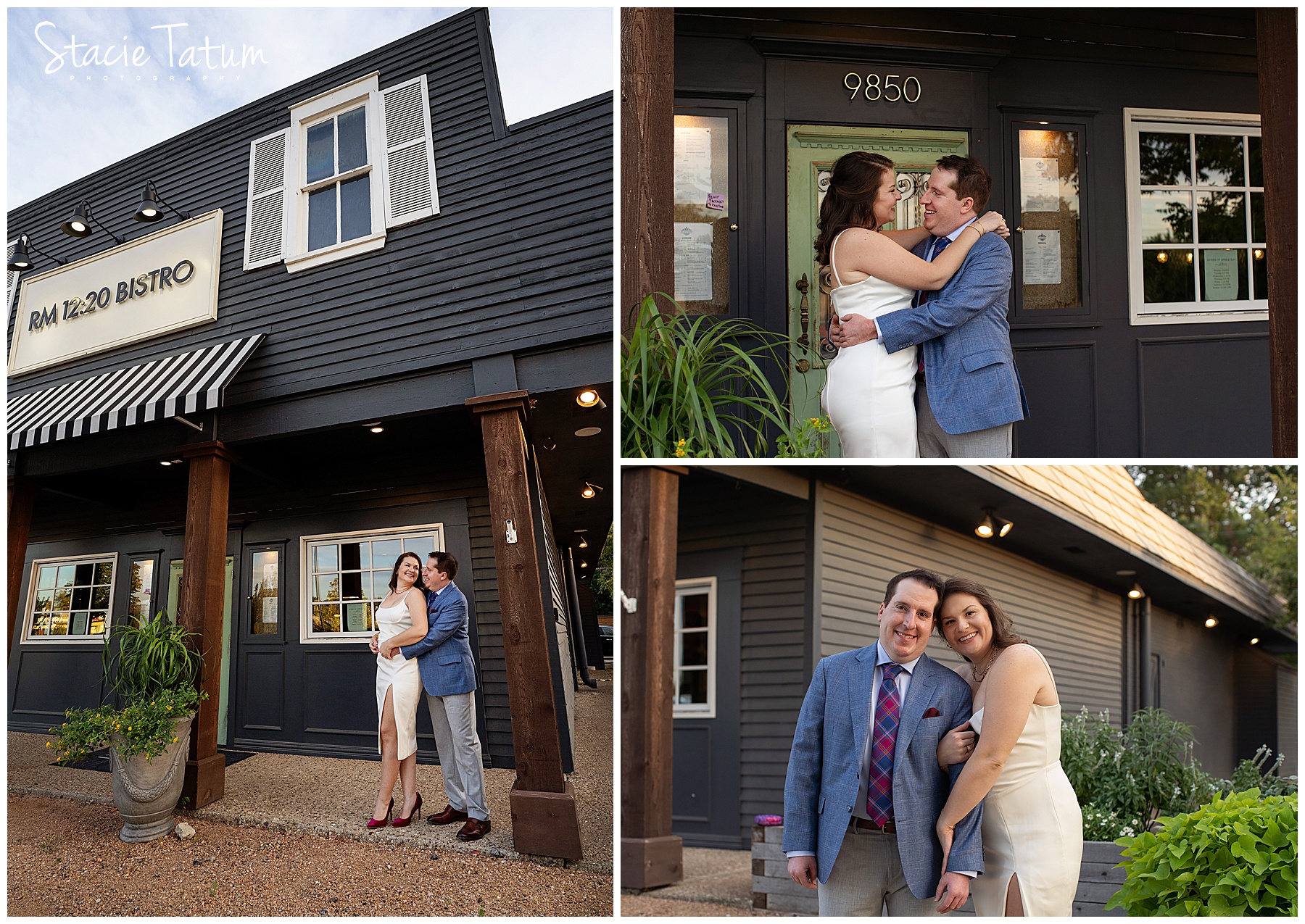 Dallas Engagement Photographer couple portraits in front of restaurant.jpg