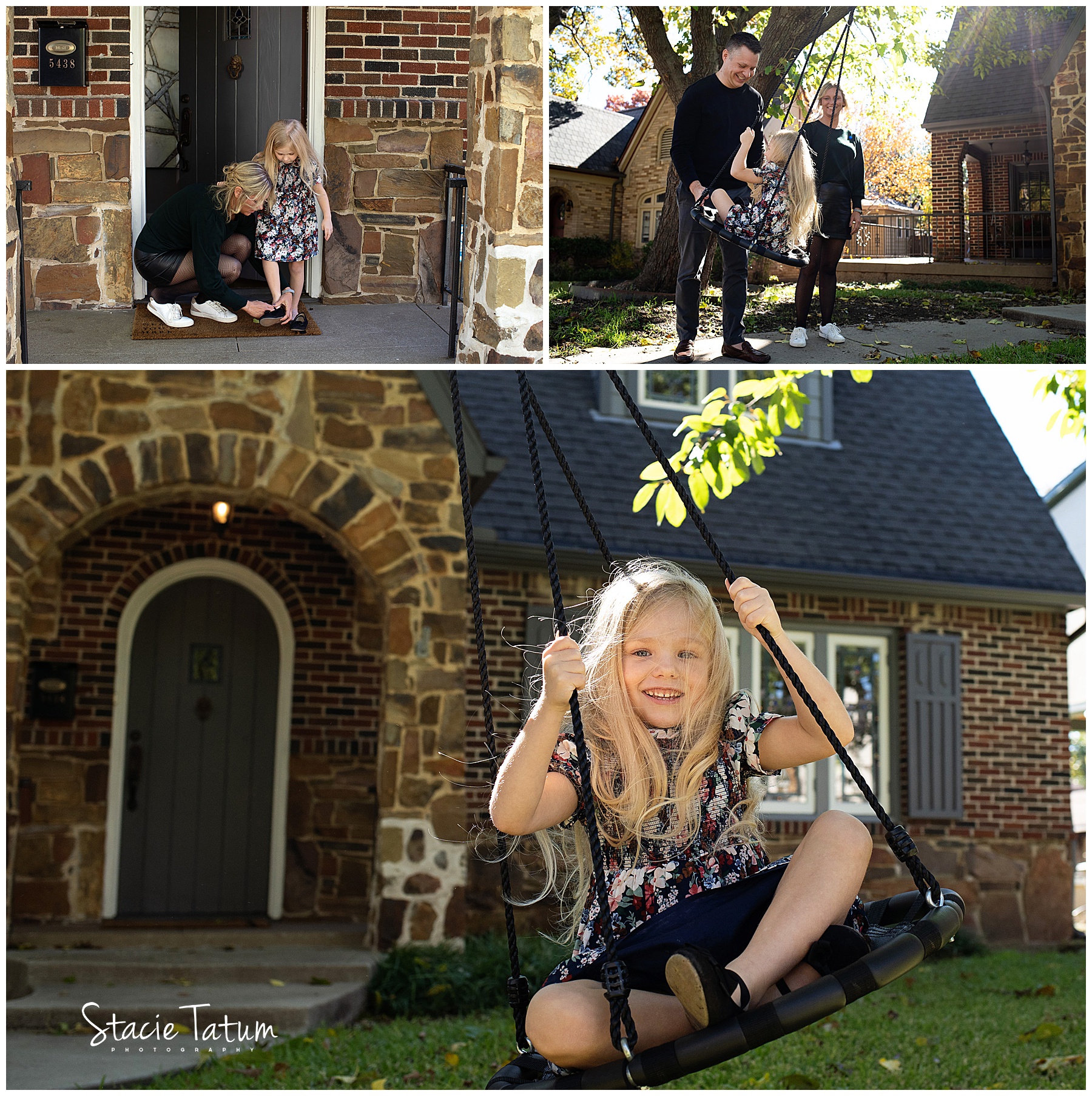 Relaxed family session at home playing and swinging in front yard.jpg