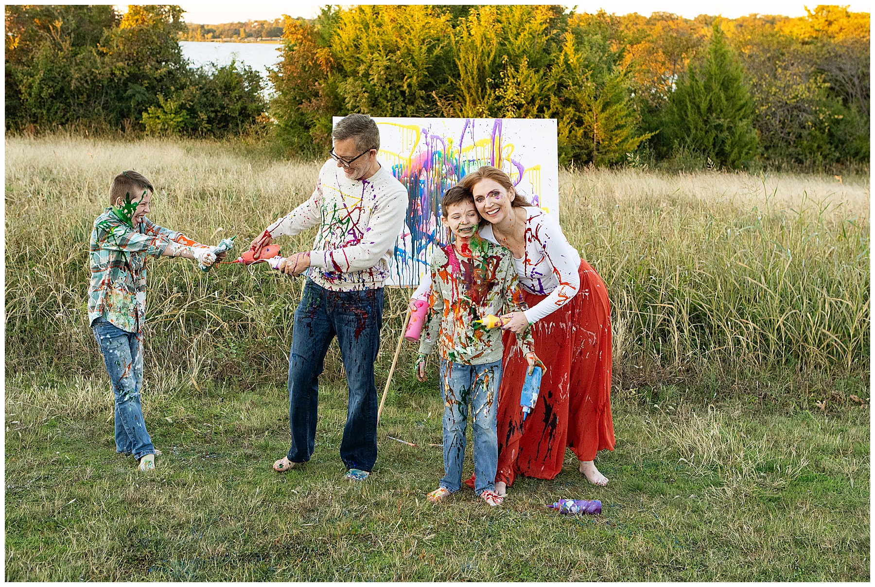 Dallas family photography paint fight