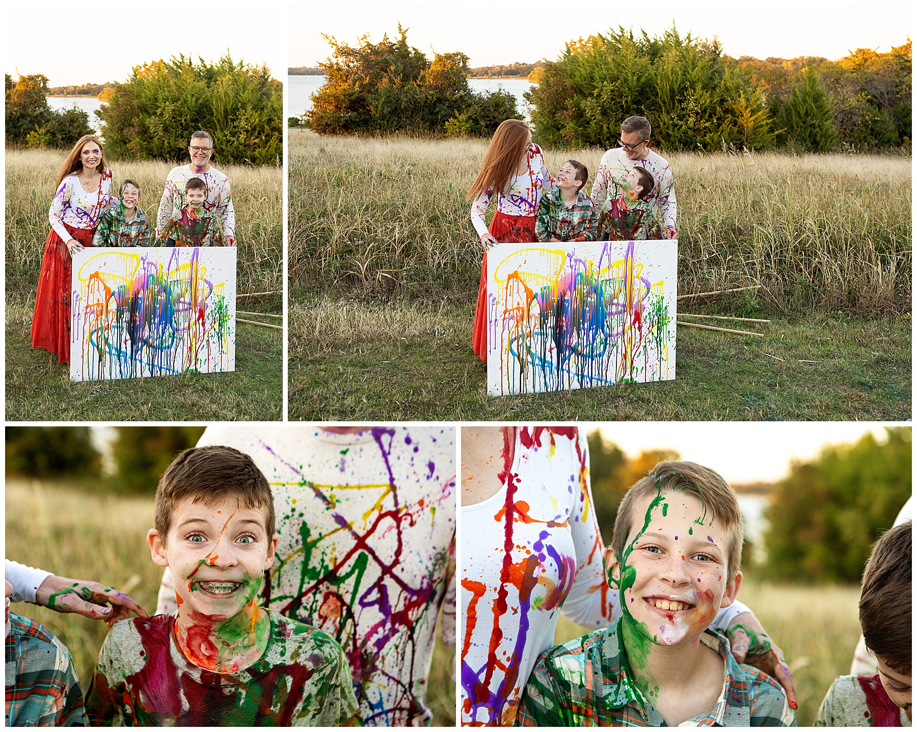 Fun family painting fight at Dallas White Rock Lake