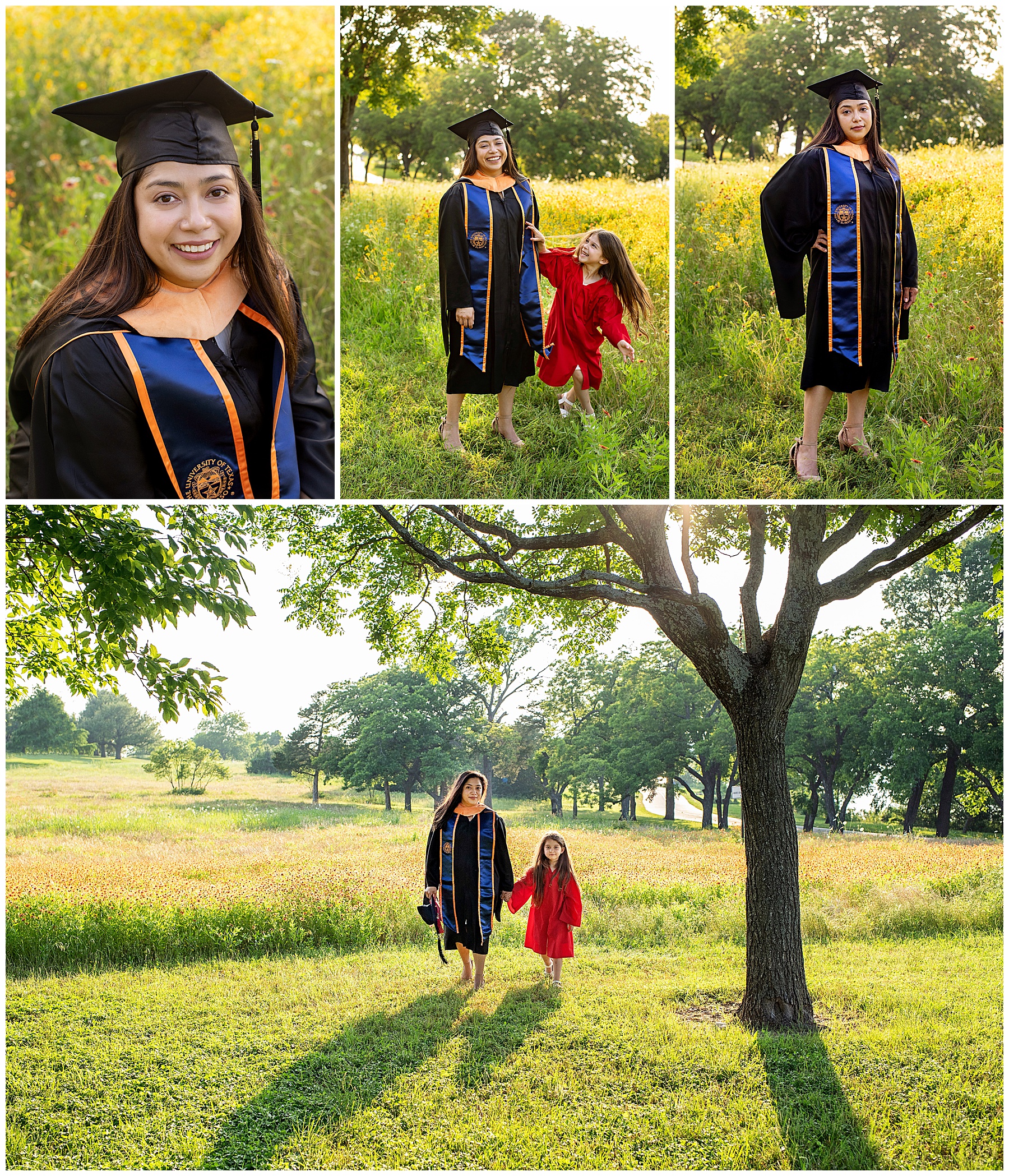 Dallas mom and me graduation session walking together holding hands